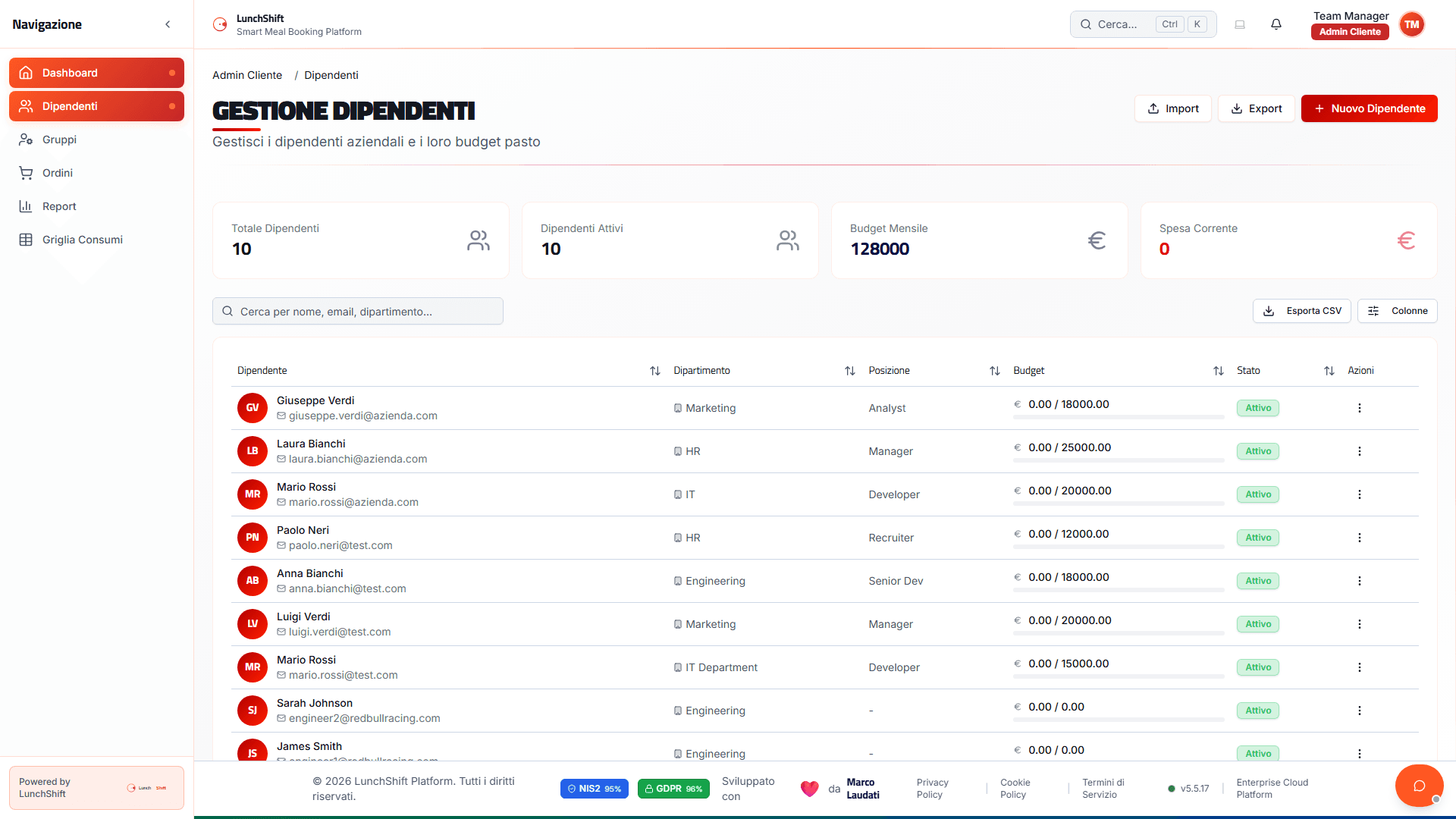 Prenota per il Tuo Team